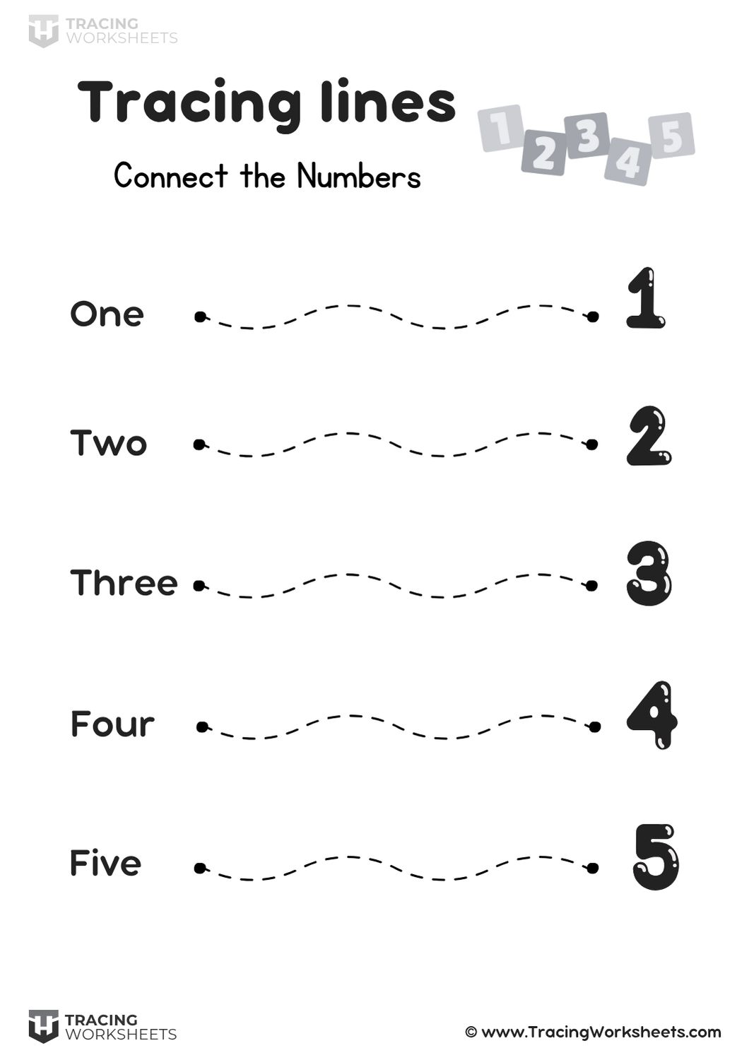 Connect numbers line tracing worksheet