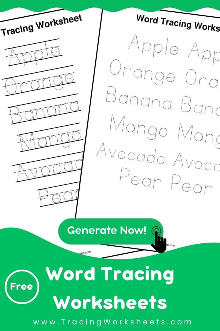 Word Tracing Worksheets