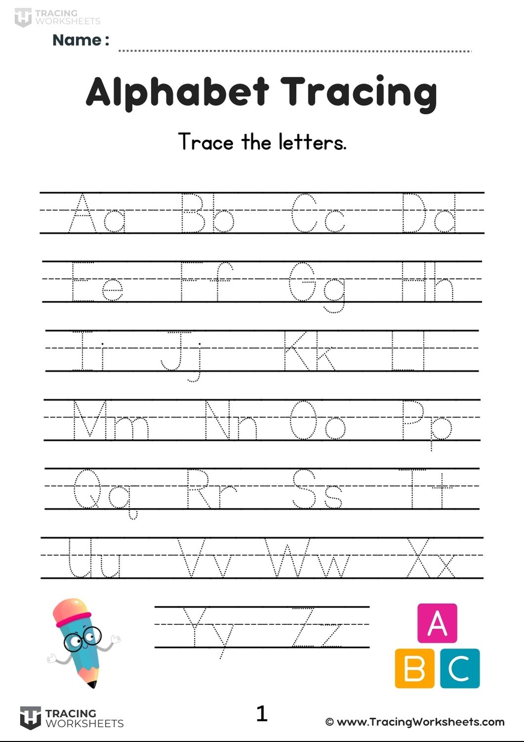 Alphabet Writing Practice (Page 1)