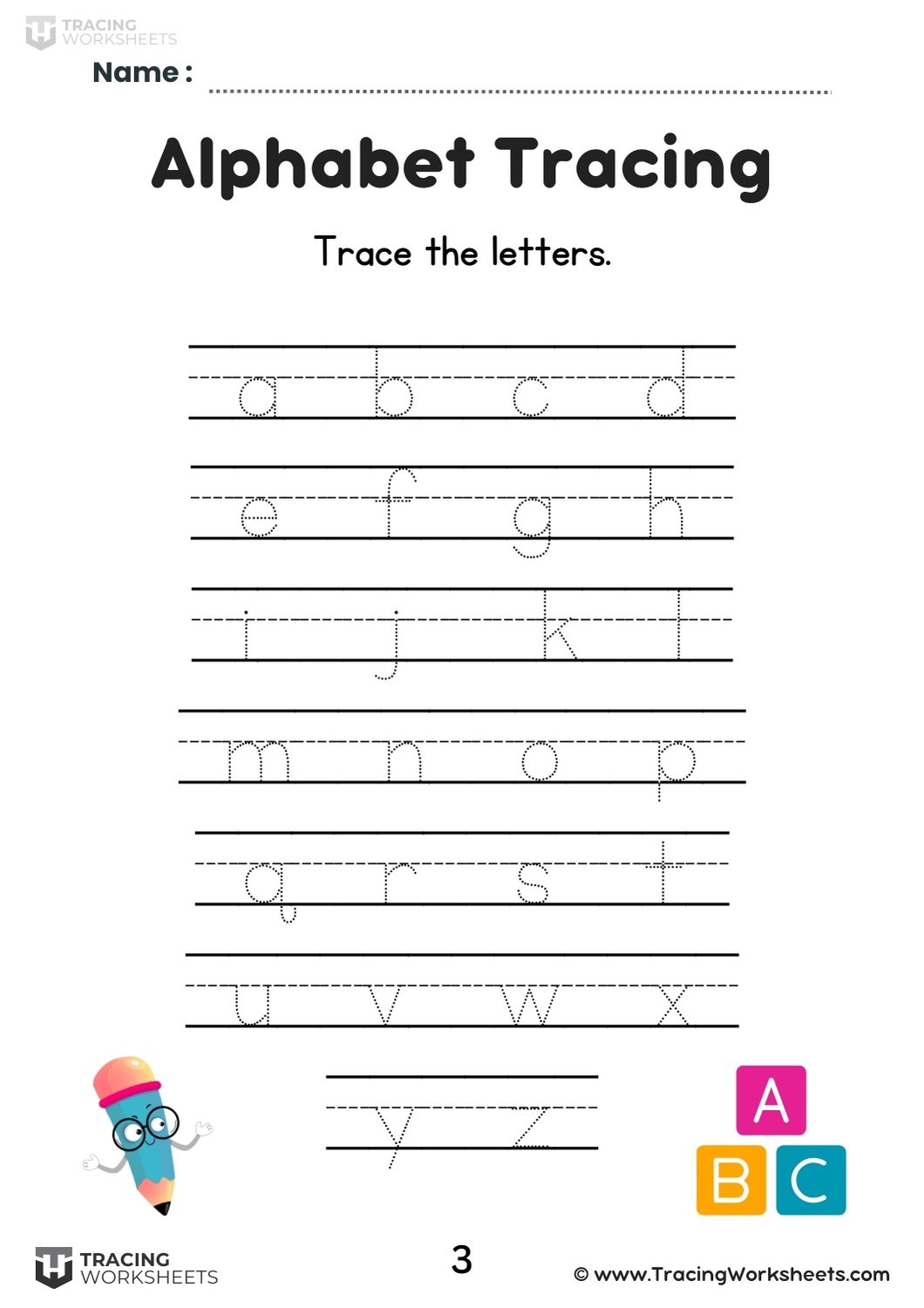 Alphabet Writing Practice (Page 3)
