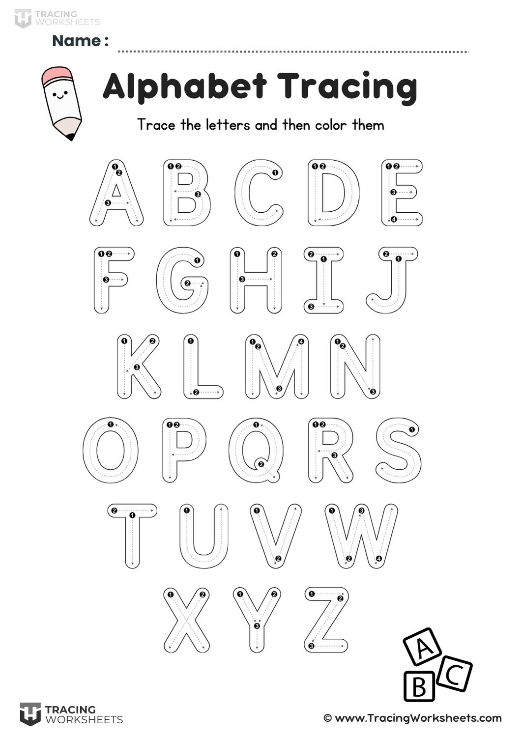 Bubble Letters For Tracing (A-Z)