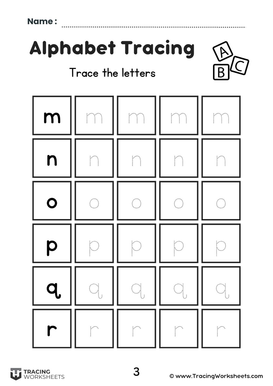 Boxed Lowercase Tracing (3)
