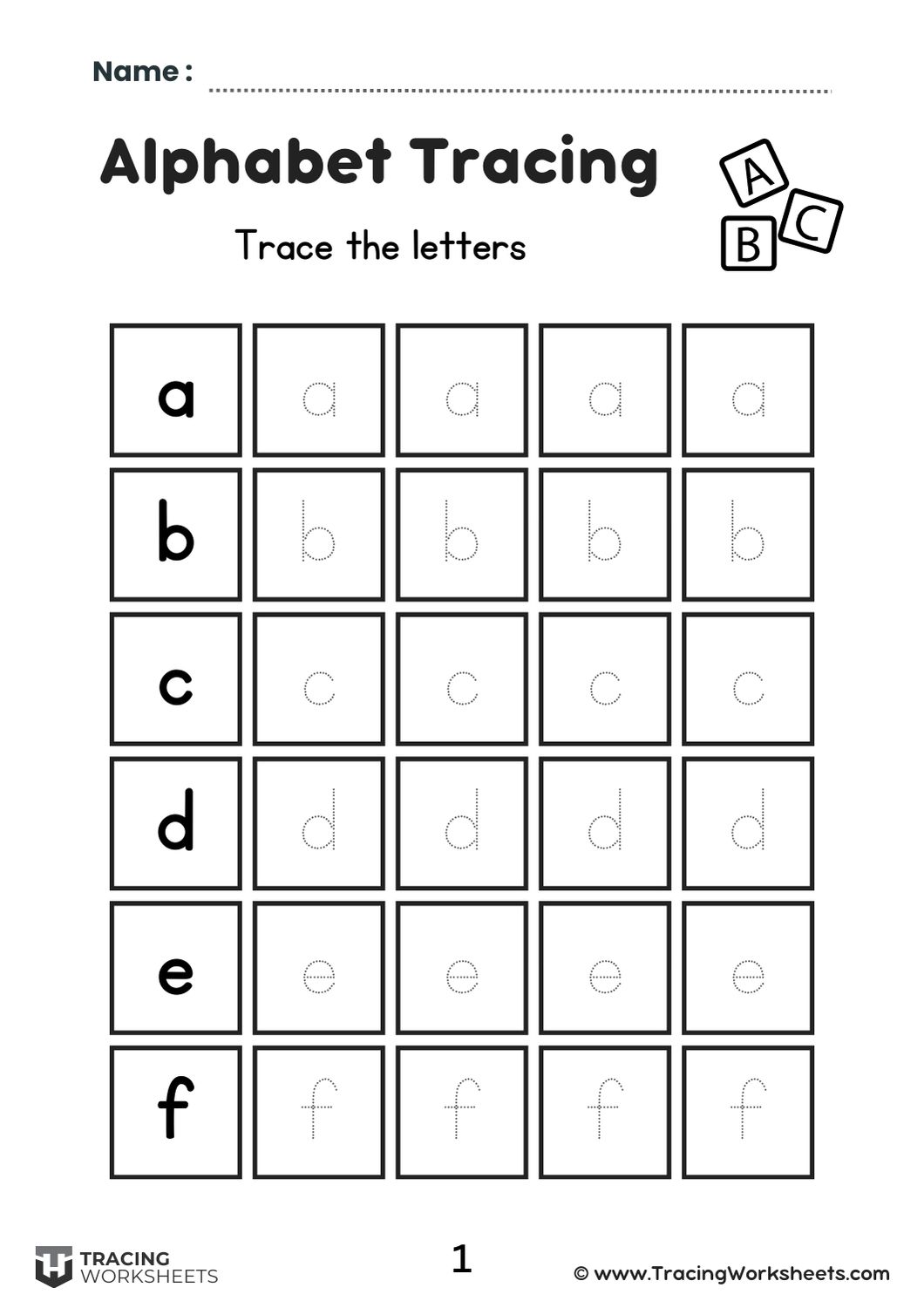 Boxed Lowercase Tracing