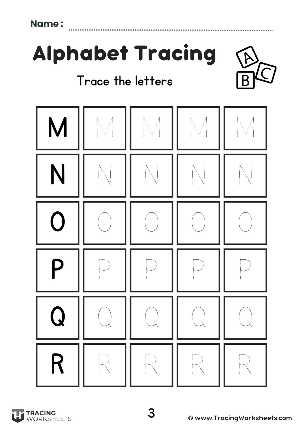 Boxed Uppercase Tracing (3)