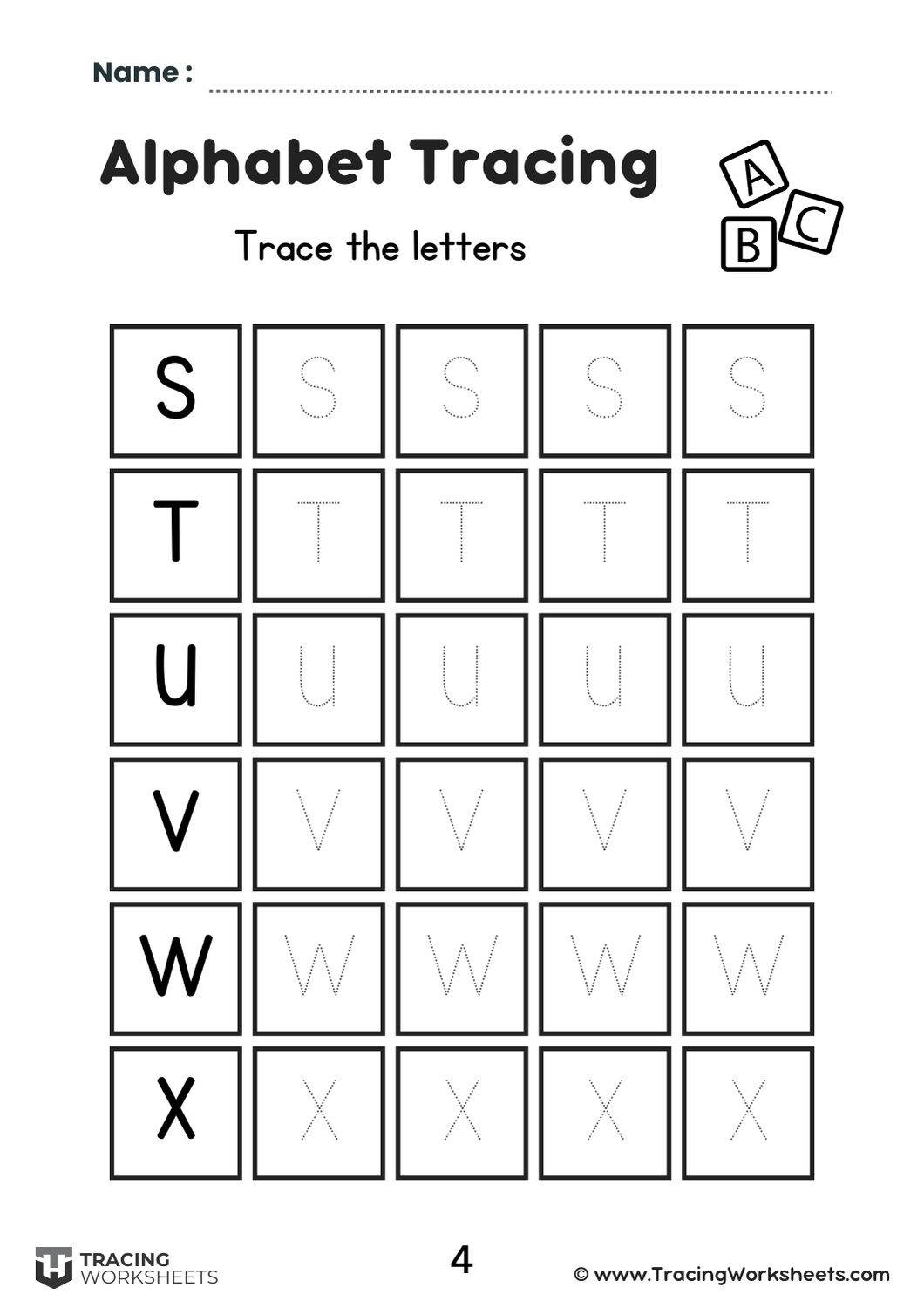 Boxed Uppercase Tracing (4)