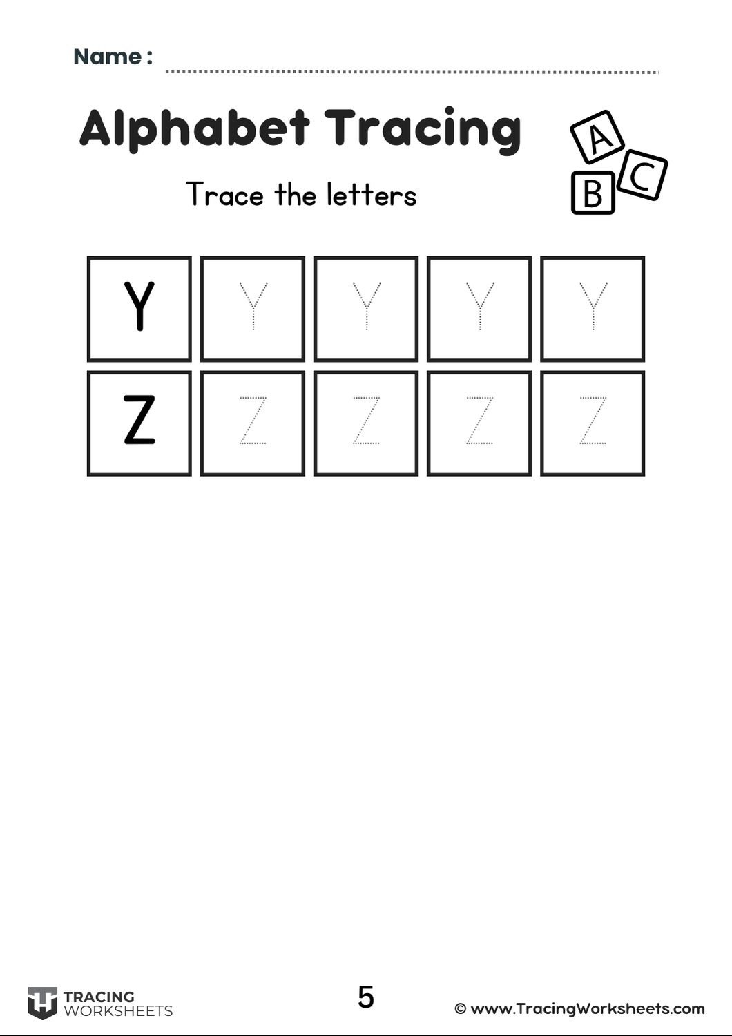Boxed Uppercase Tracing (5)