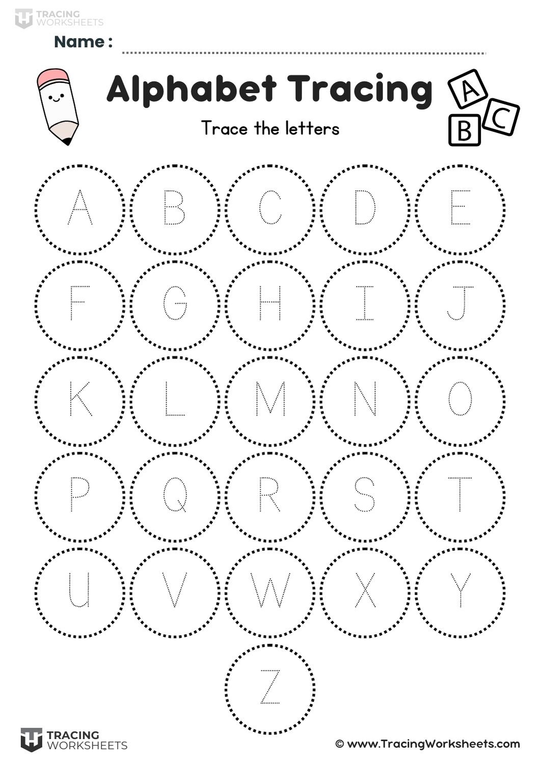 Full Alphabet Tracing Worksheets