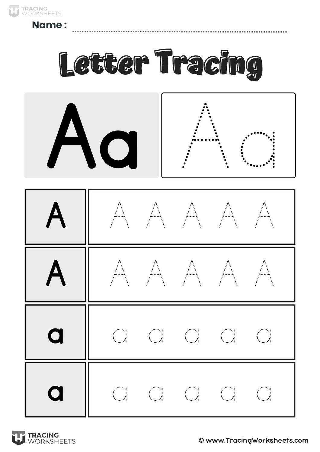 Letter A Tracing Boxes