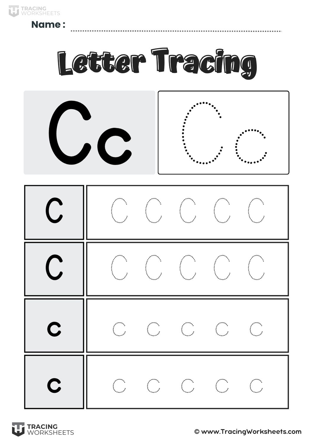 Letter C Tracing Boxes
