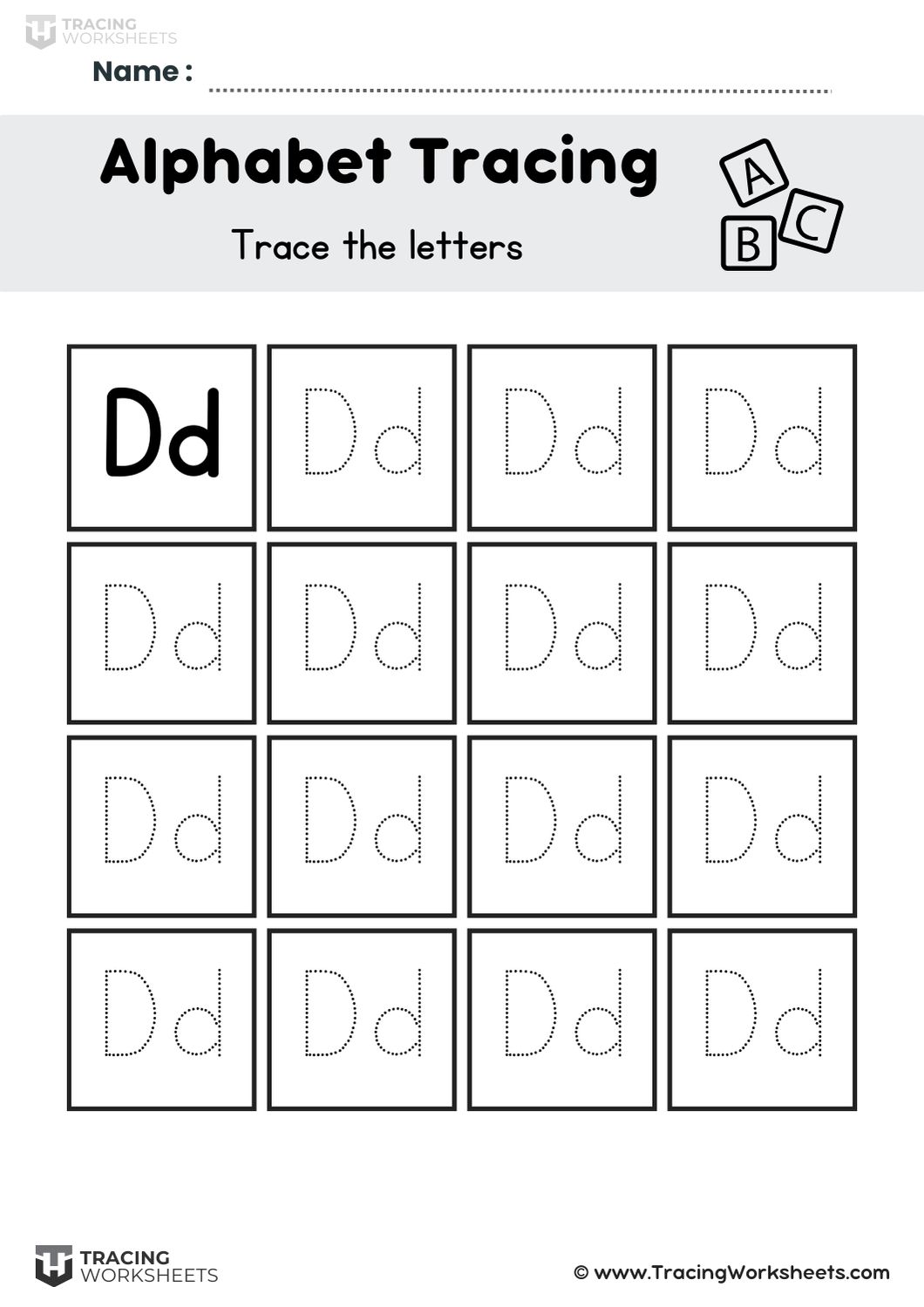 Letter D Grid Practice