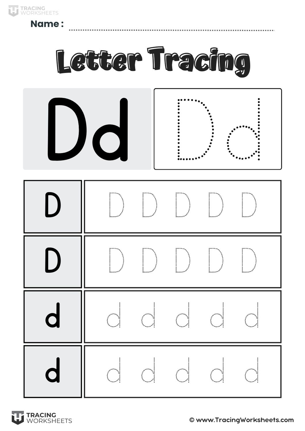 Letter D Tracing Boxes