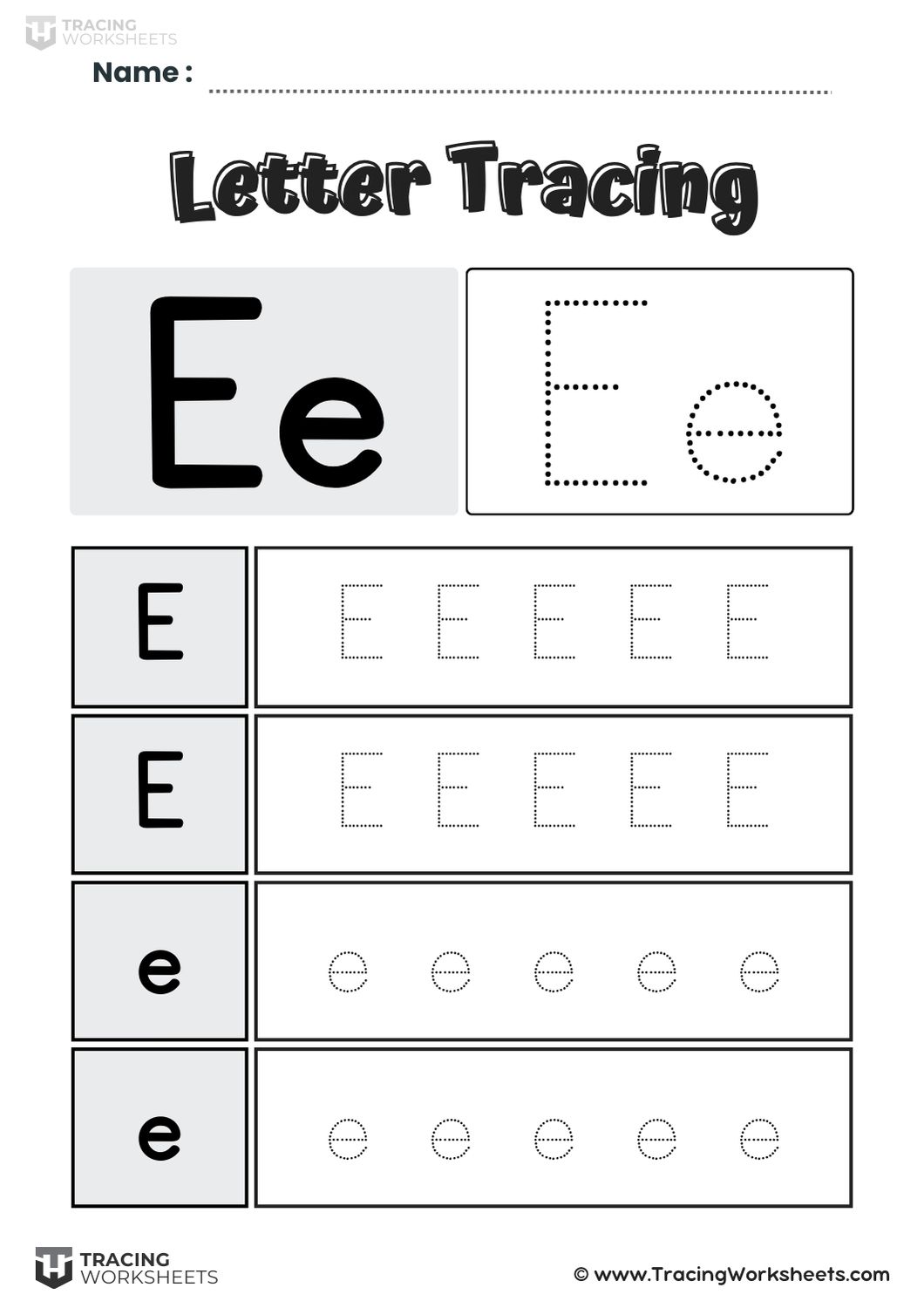 Letter E Tracing Boxes