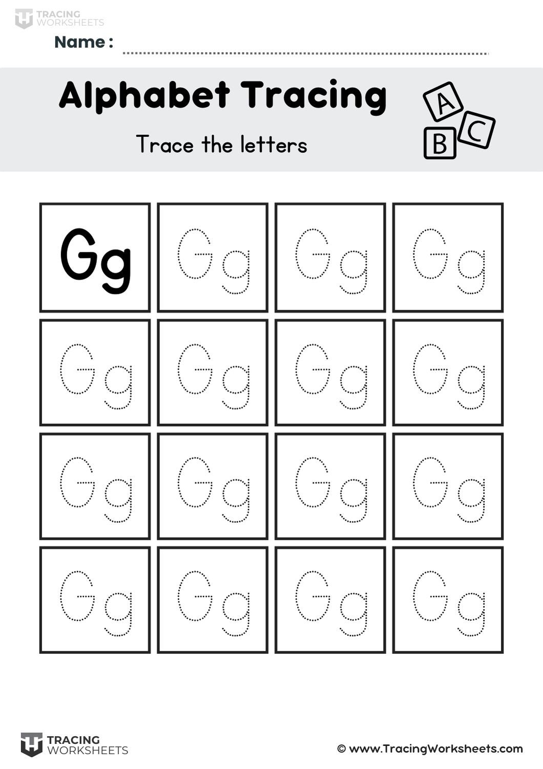 Letter G Grid Practice