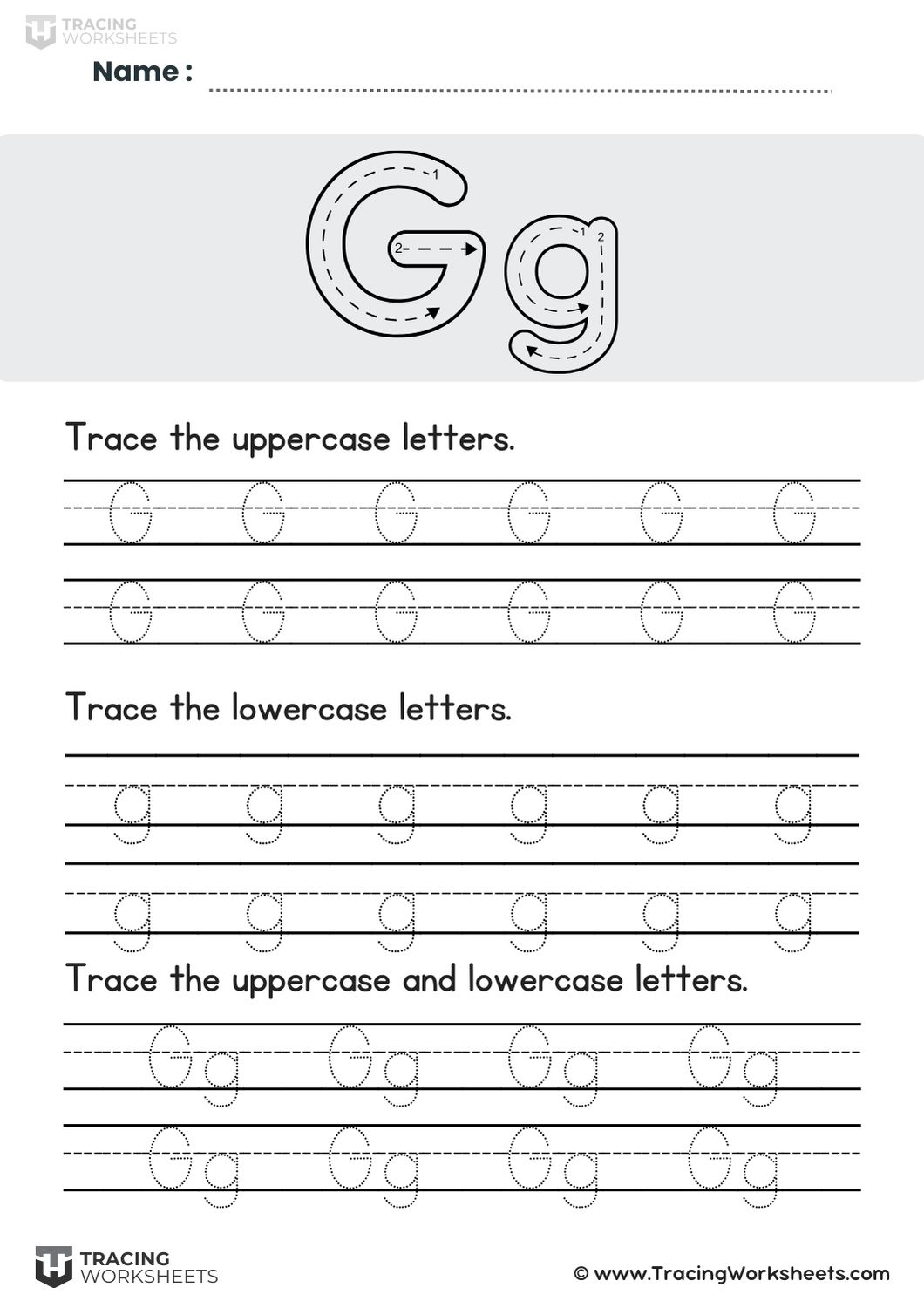 Letter G Handwriting Practice