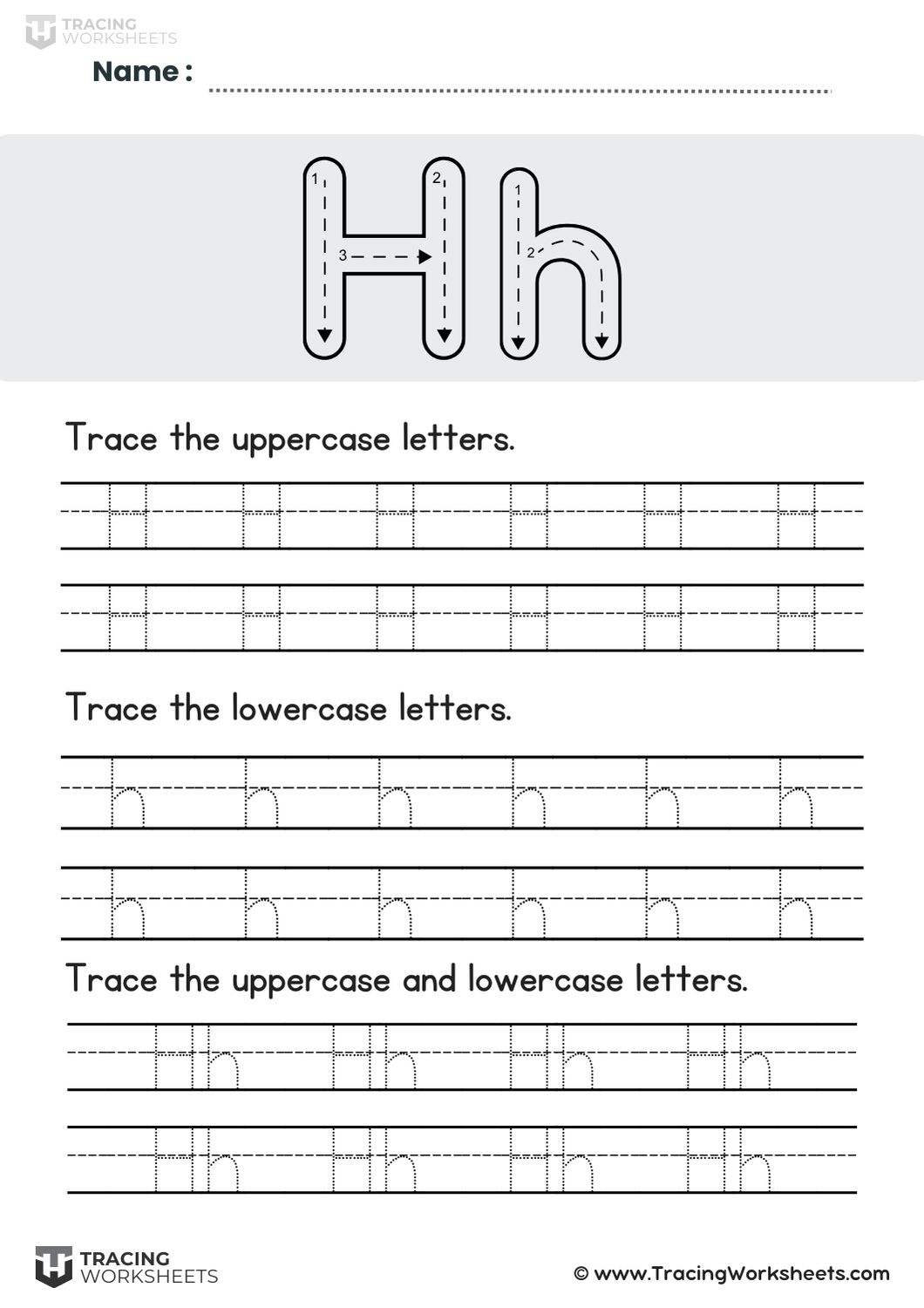Letter H Handwriting Practice