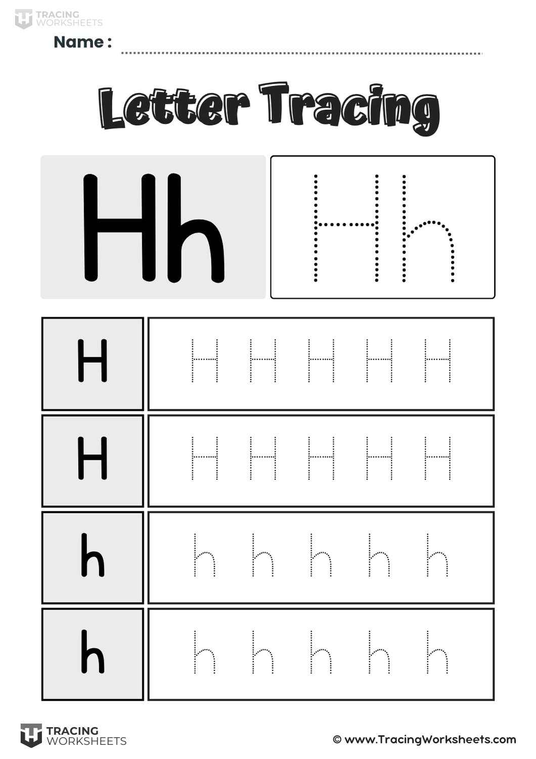 Letter H Tracing Boxes