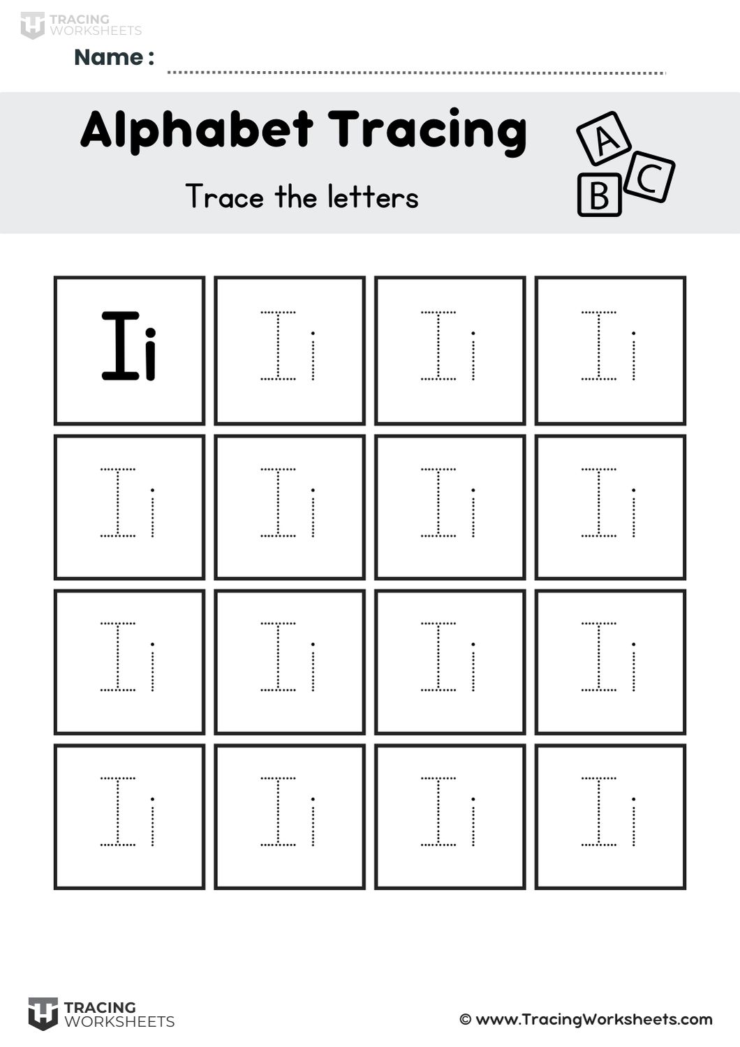Letter I Grid Practice