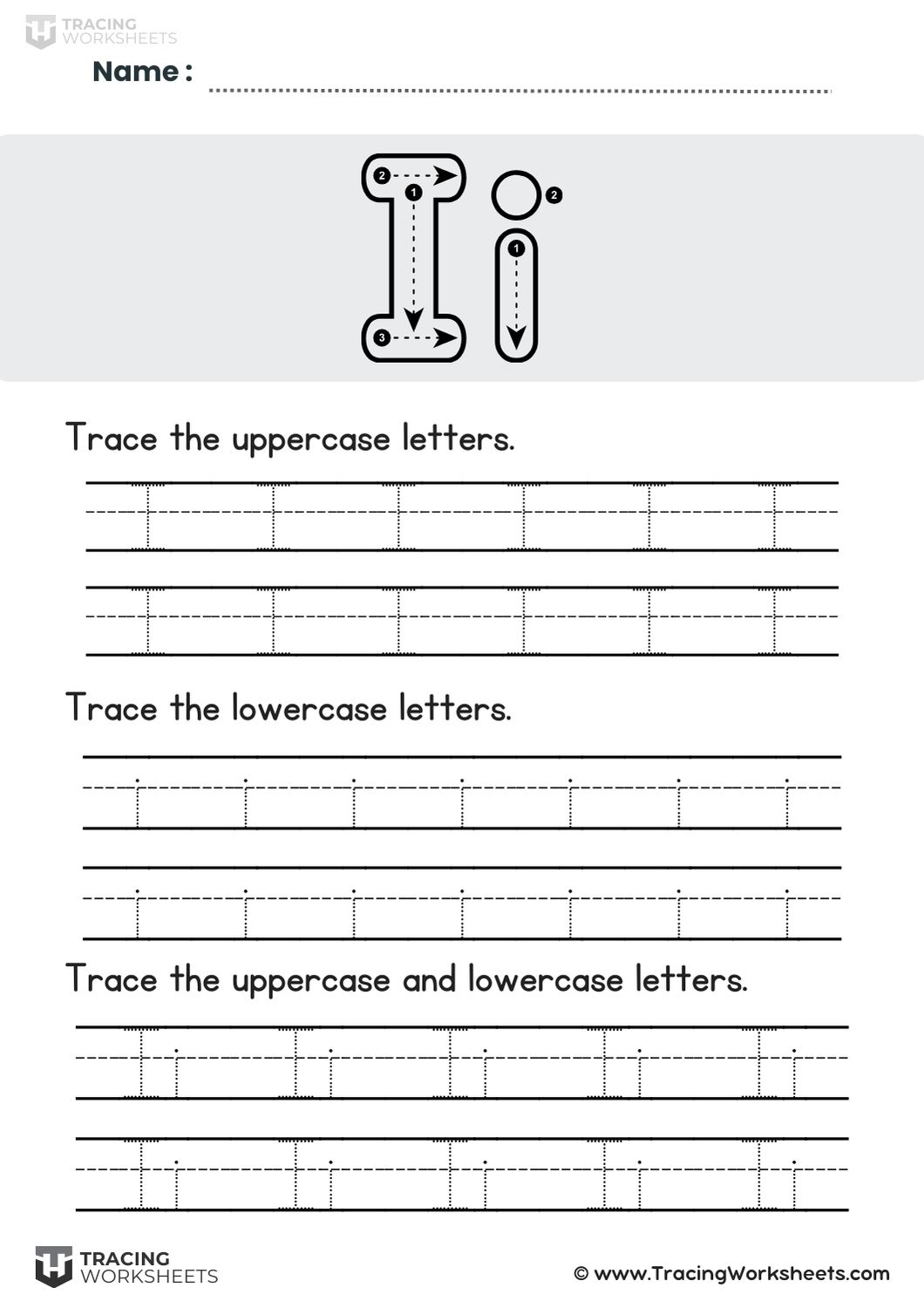 Letter I Handwriting Practice