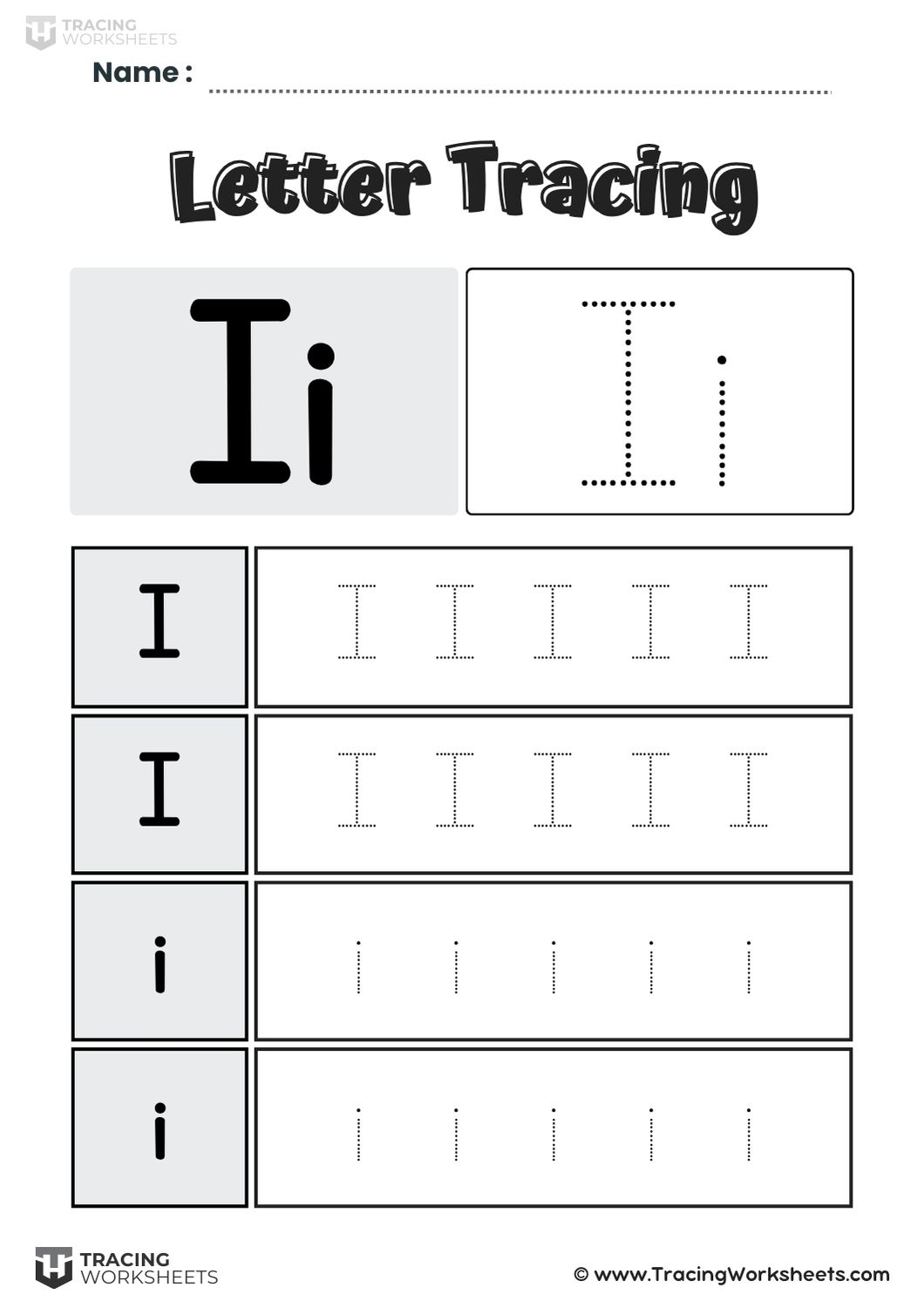 Letter I Tracing Boxes