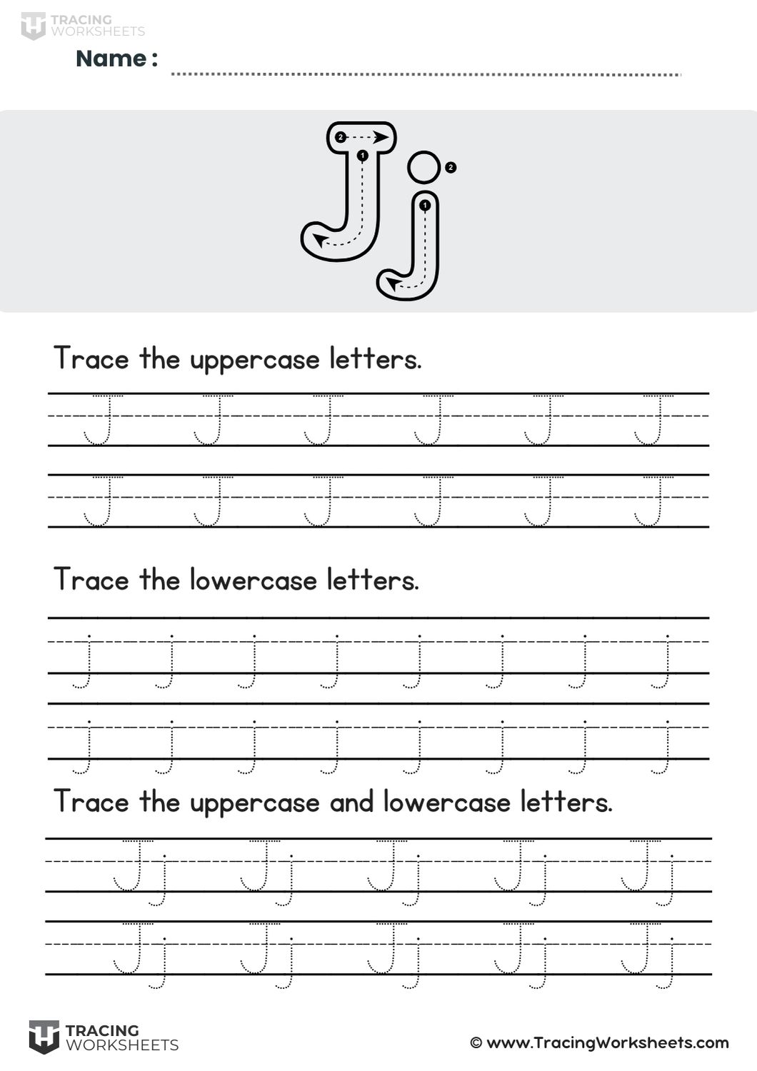 Letter J Handwriting Practice