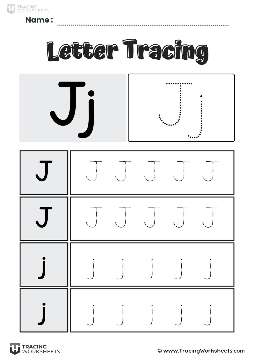 Letter J Tracing Boxes