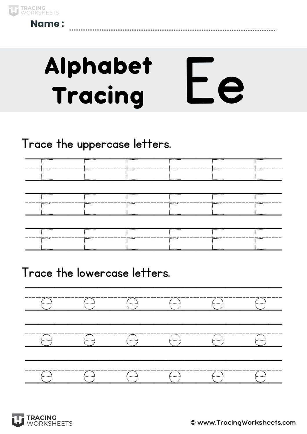 Lined Letter E Practice