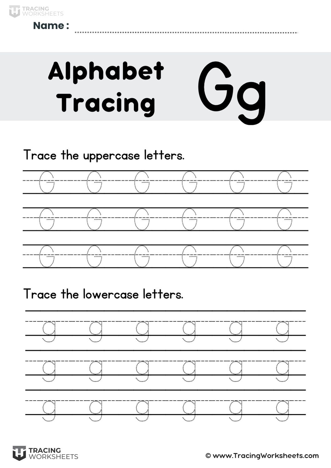 Lined Letter G Practice