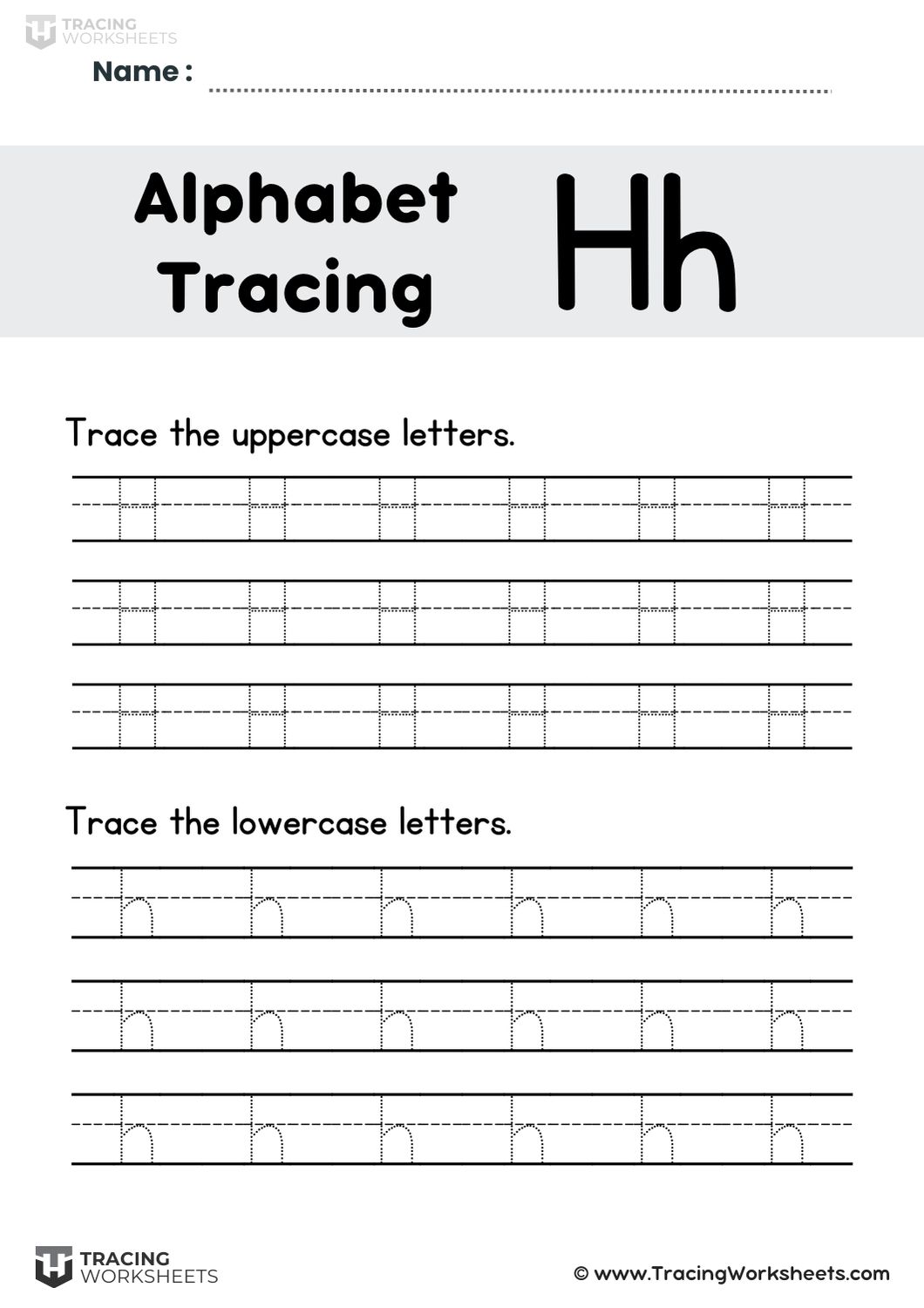 Lined Letter H Practice