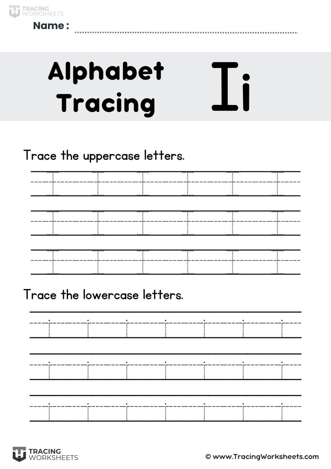 Lined Letter I Practice