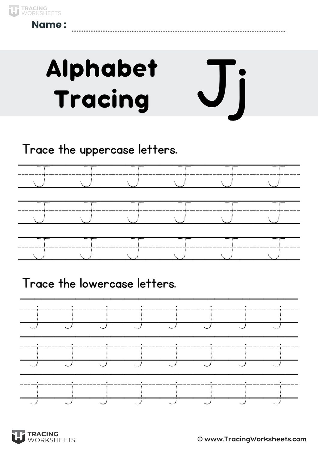 Lined Letter J Practice