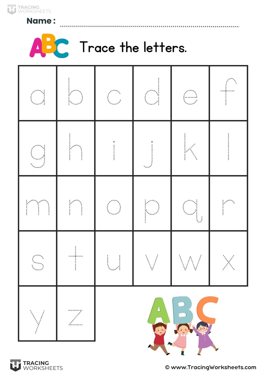 Lowercase Tracing Sheet