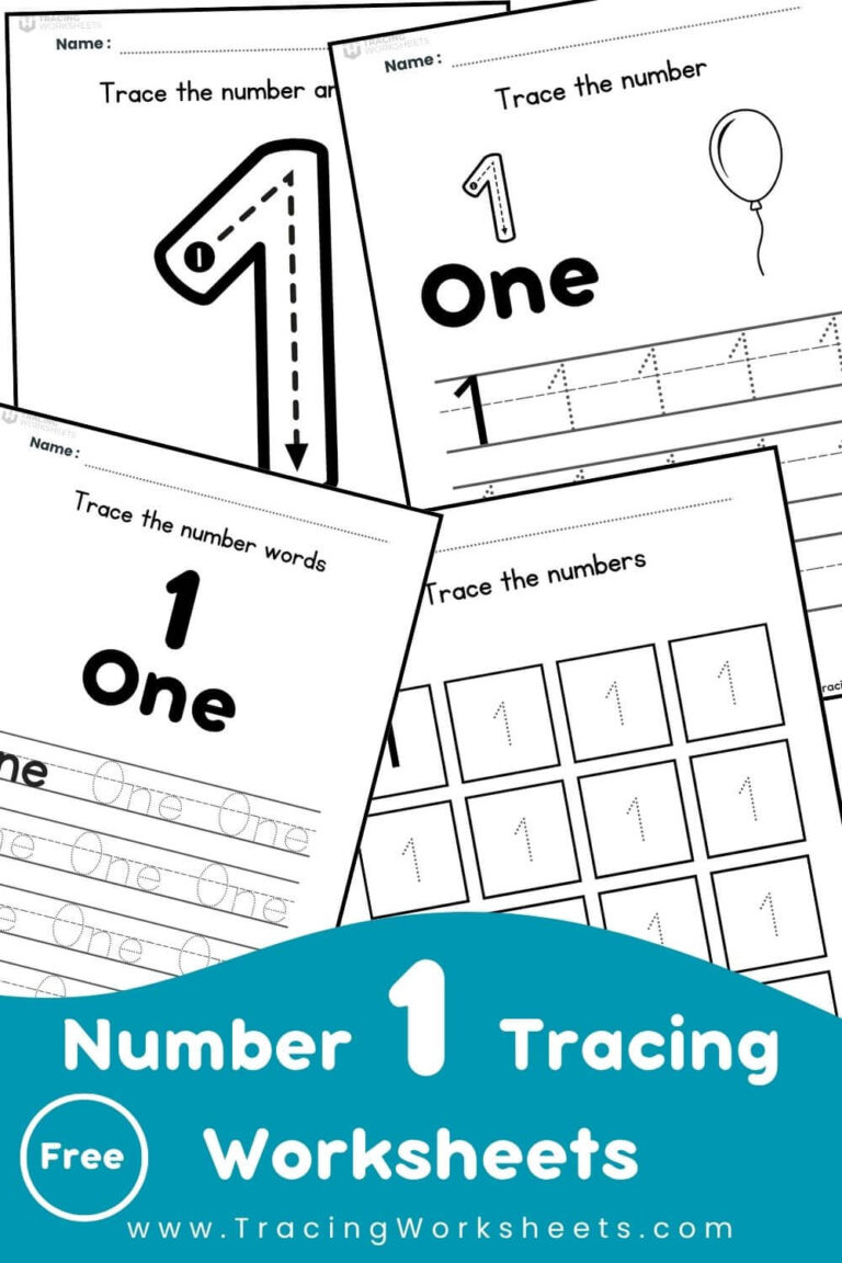 Number 1 Tracing Worksheets