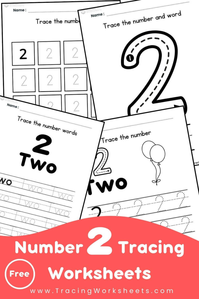 Number 2 Tracing Worksheets