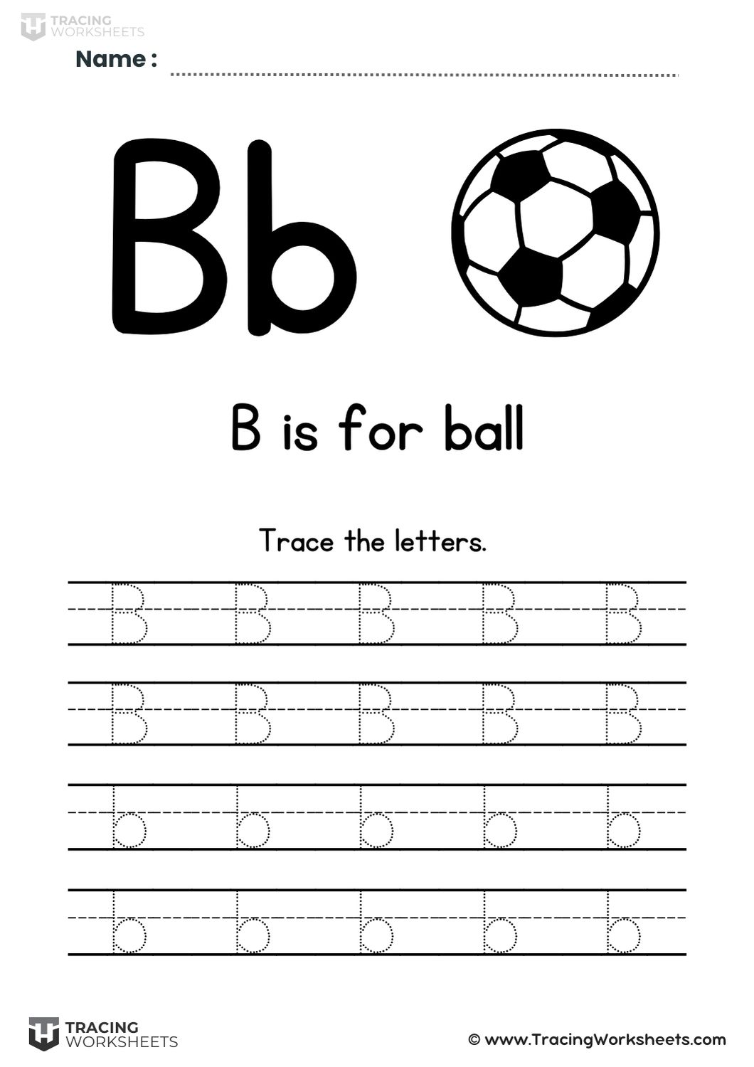 Trace The Letter B (B is for ball)