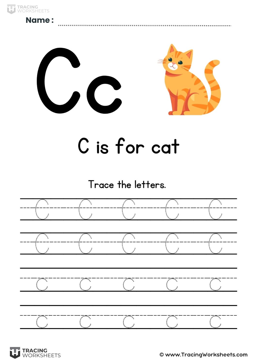 Trace The Letter C (C is for cat)