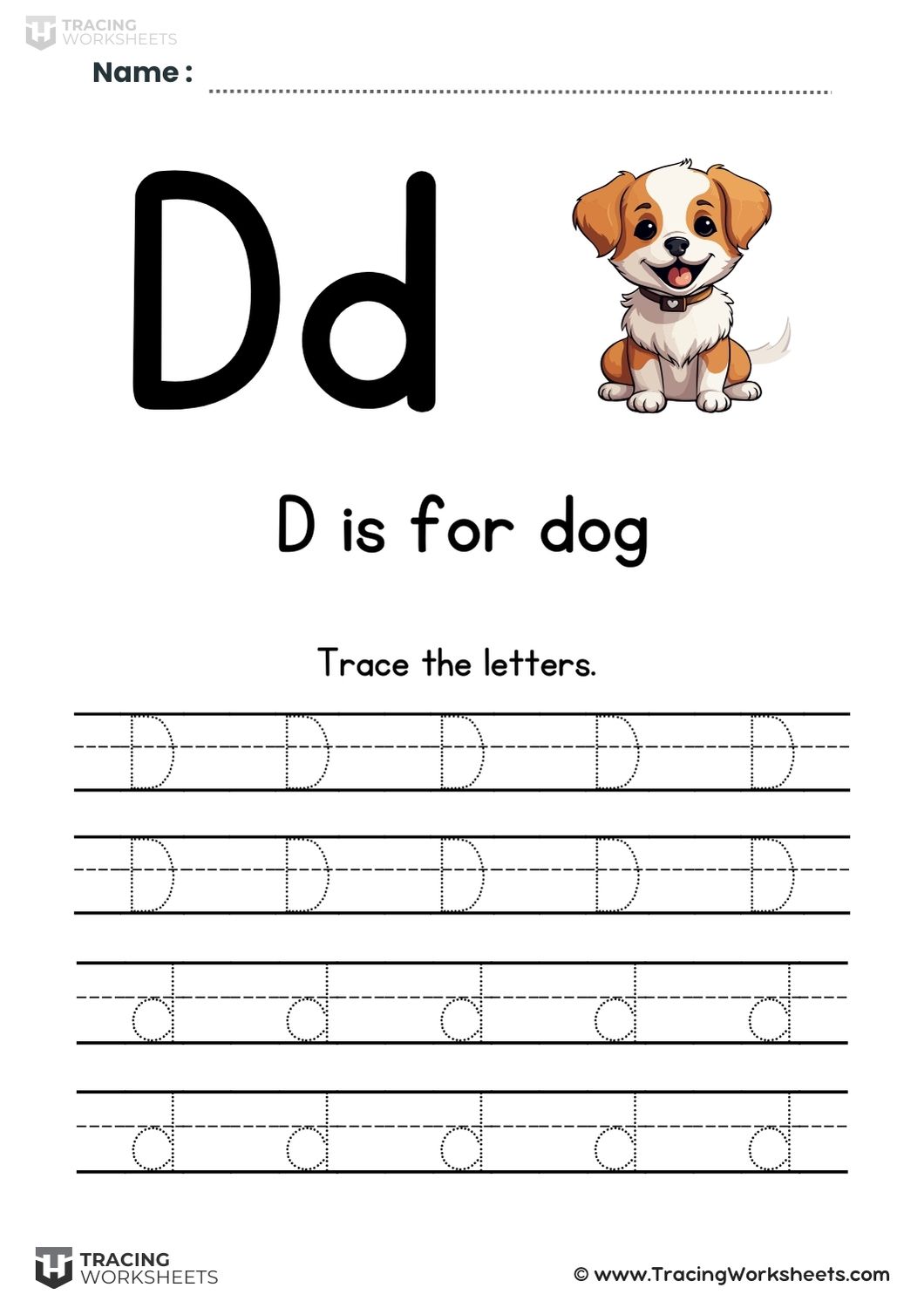 Trace The Letter D (D is for dog)