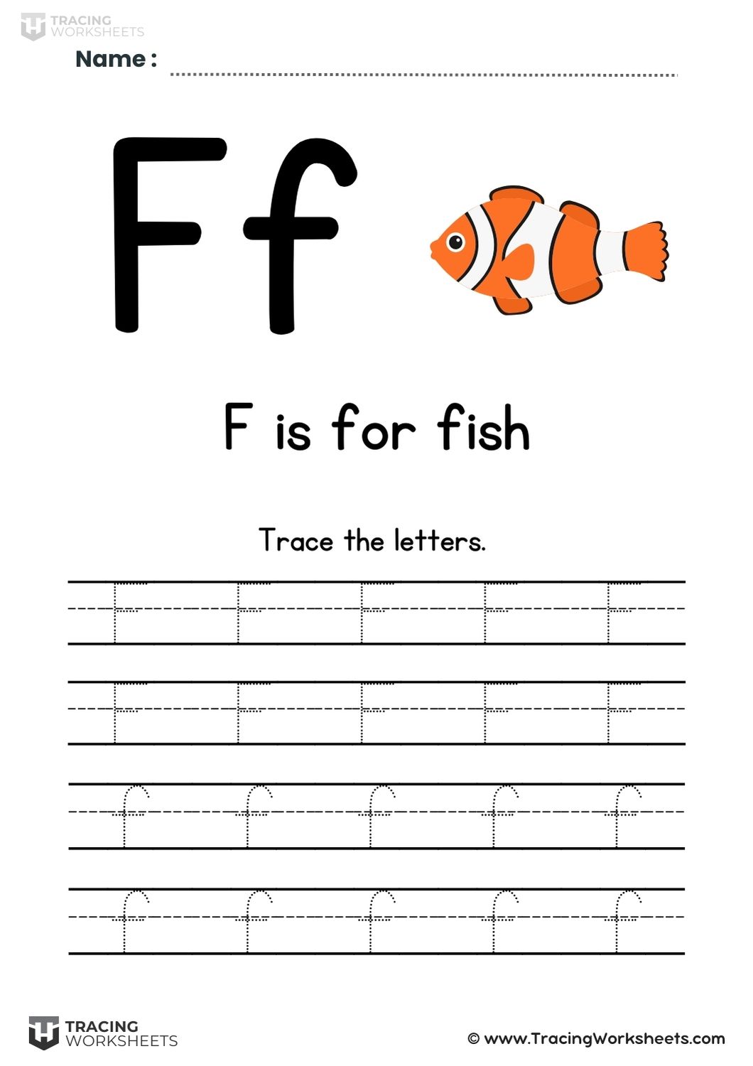 Trace The Letter F (F is for fish)