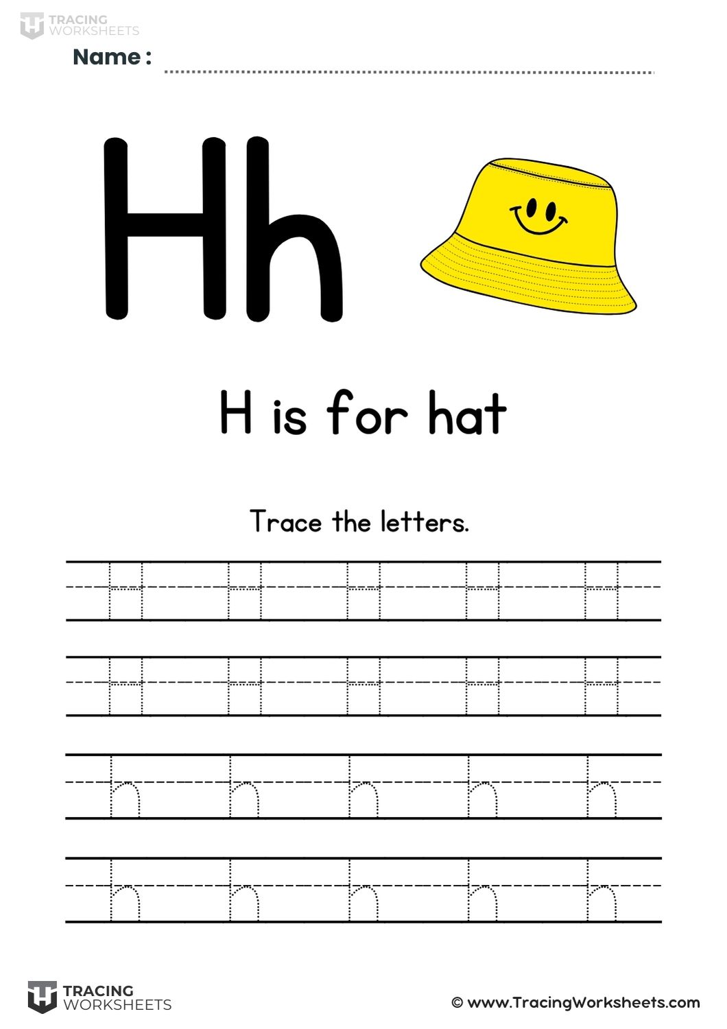 Trace The Letter H (H is for hat)