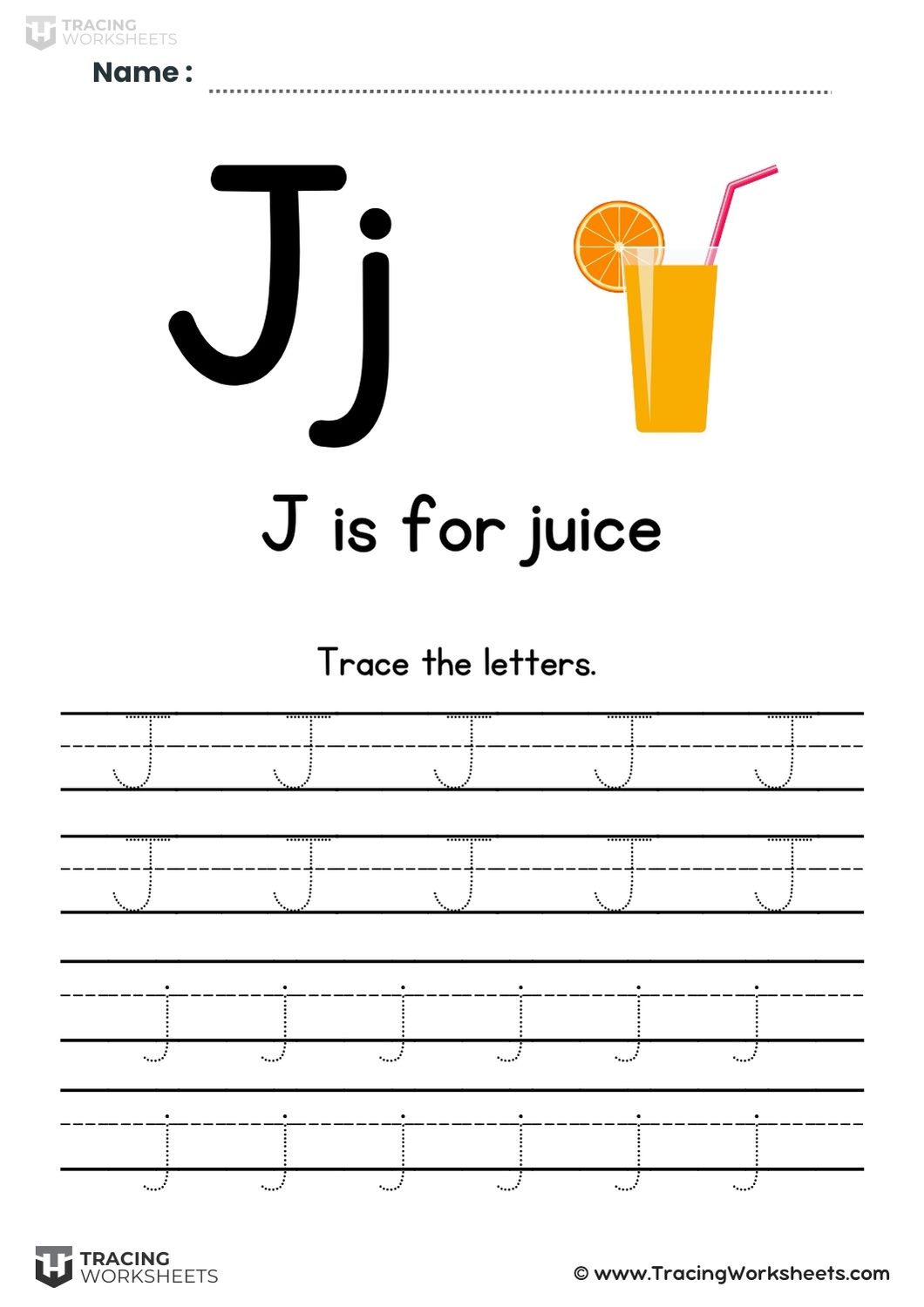 Trace The Letter J (J is for juice)