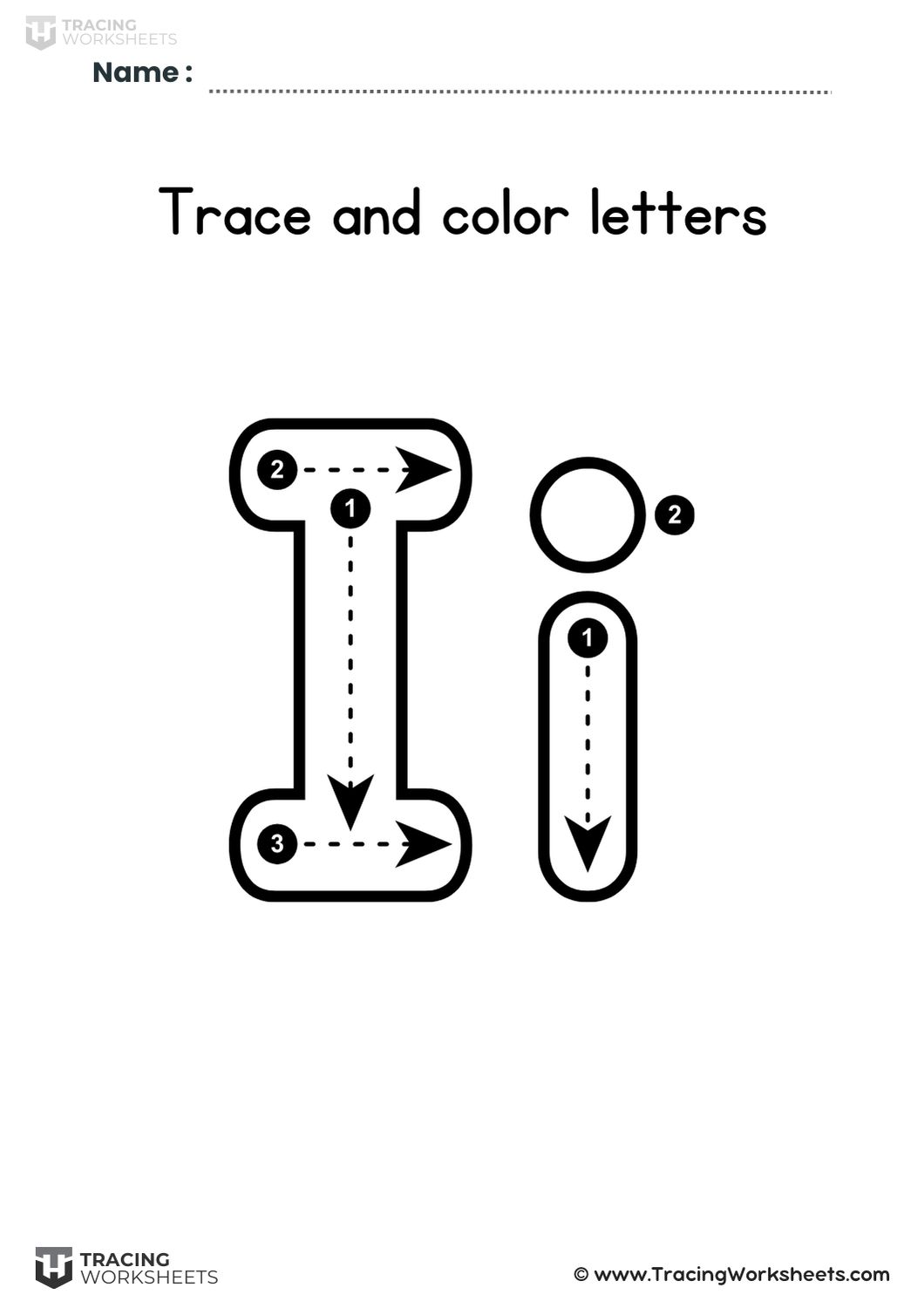 Trace and Color Letter I