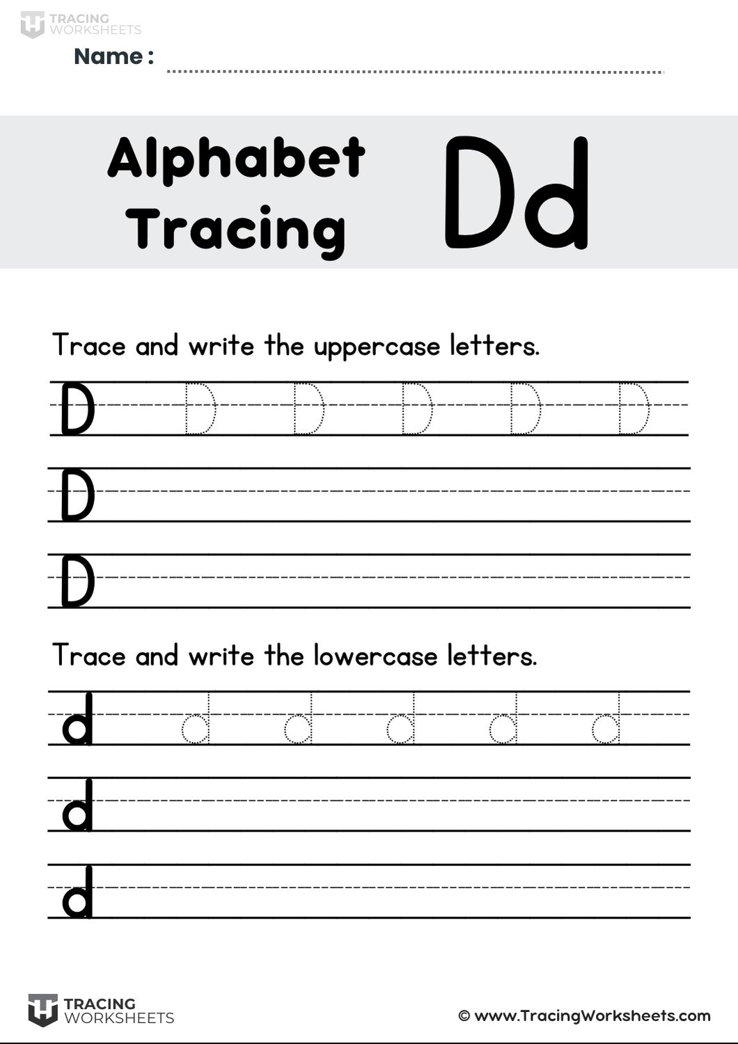 Trace and Write Letter D