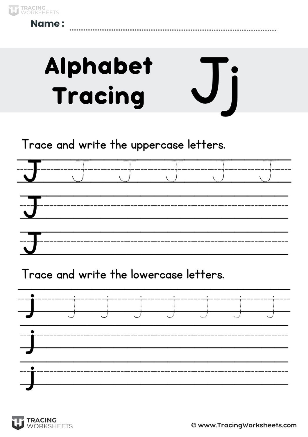 Trace and Write Letter J