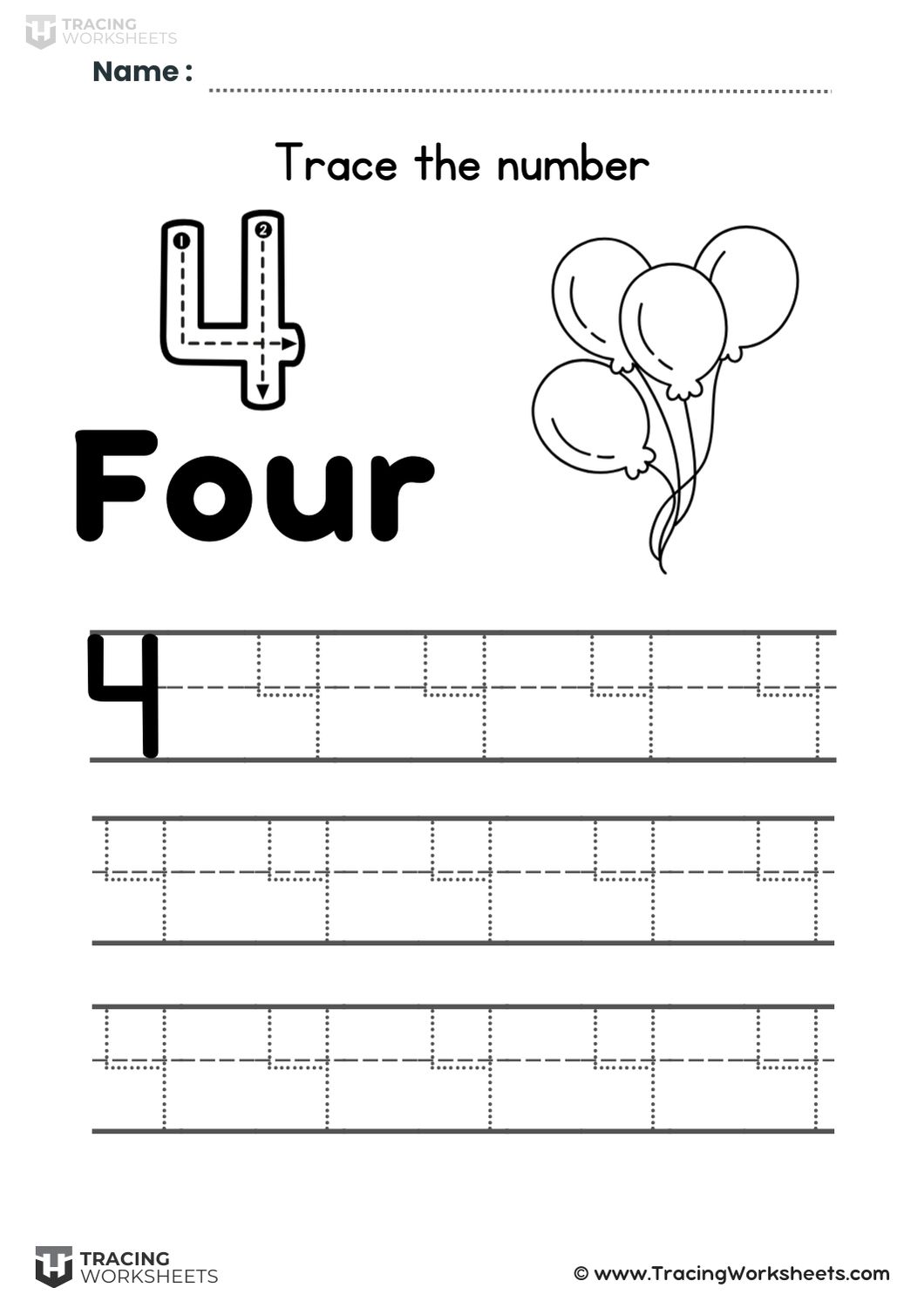 Trace number 4 with balloons