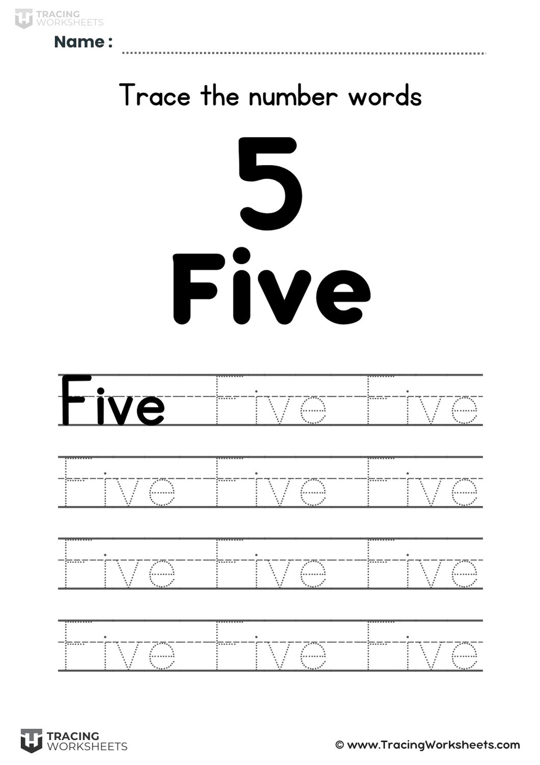 Trace the word Five