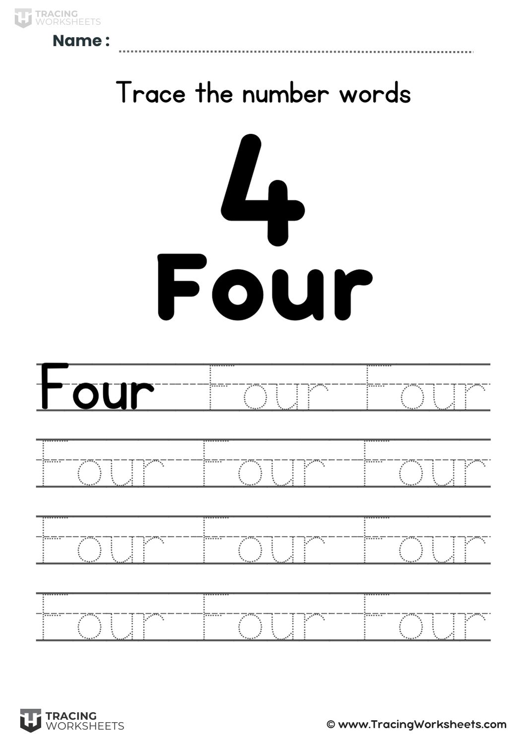 Trace the word Four