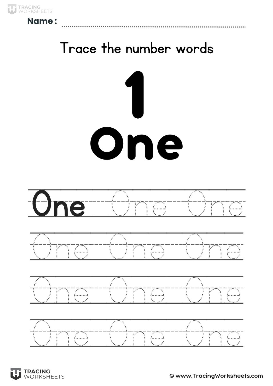 Trace the word One