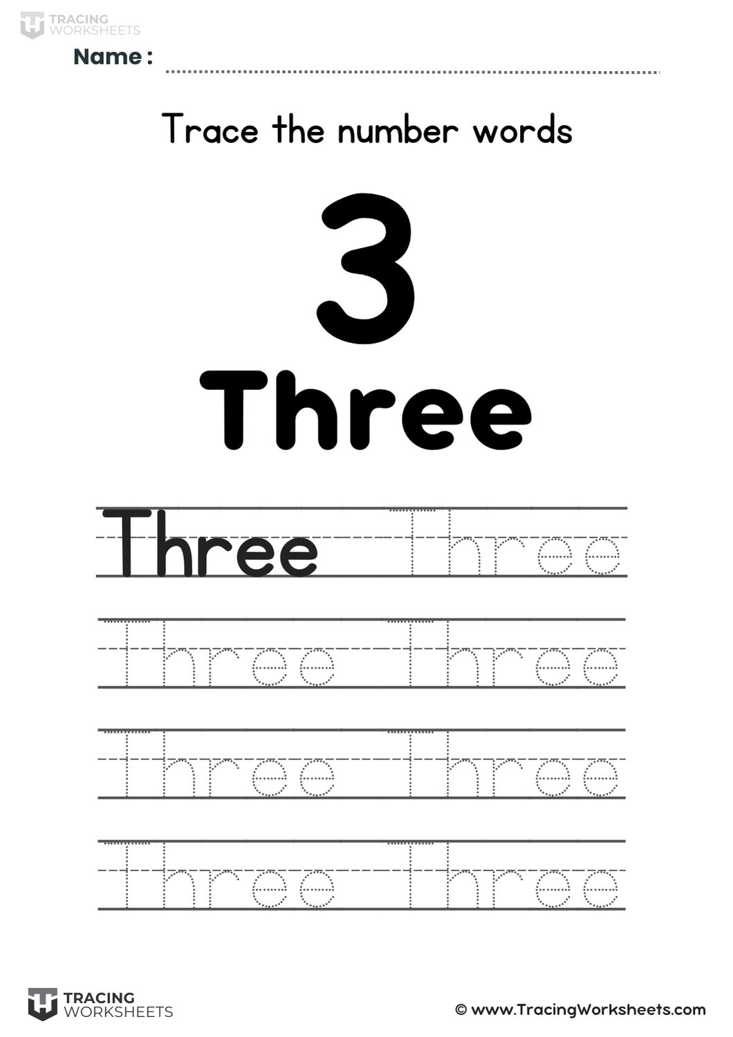 Trace the word Three