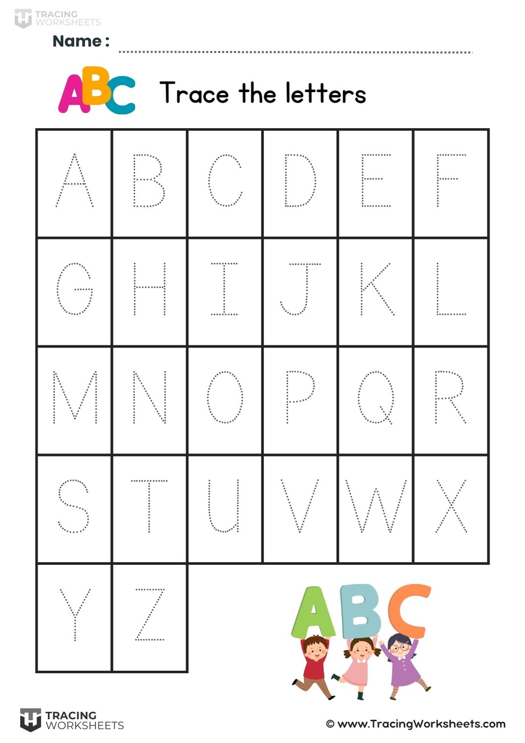 Uppercase Tracing Sheet