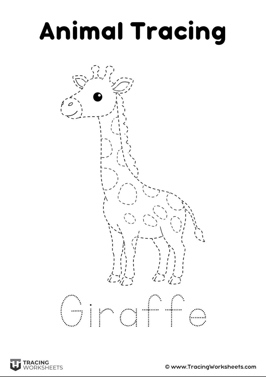 Giraffe tracing worksheet