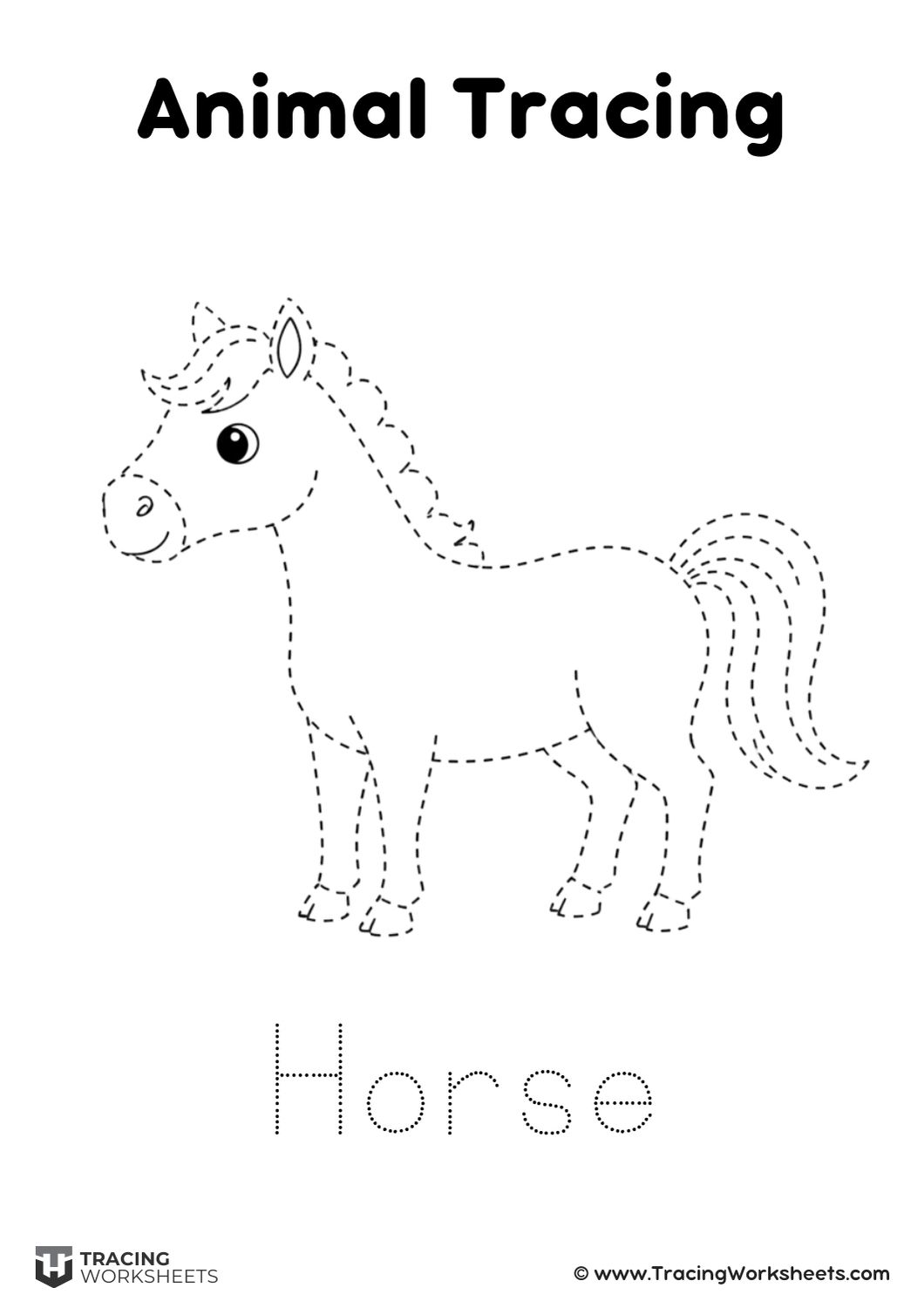 Horse tracing worksheet